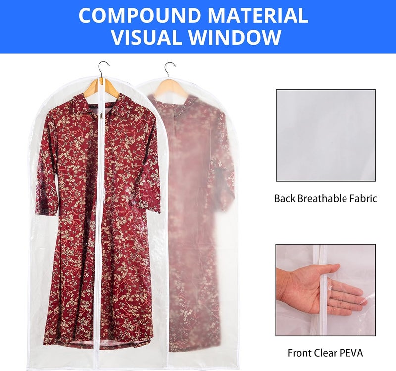 MS KITCHEN Clear Garment Bag Long Garment Bags for Gowns, Vinyl Dress Bags for Closet Storage, Coat Covers for Closet With Zipper Plastic Garment Bags for Hanging Clothes Long Dress - 24'' X 48''/12 Pack - Image 5